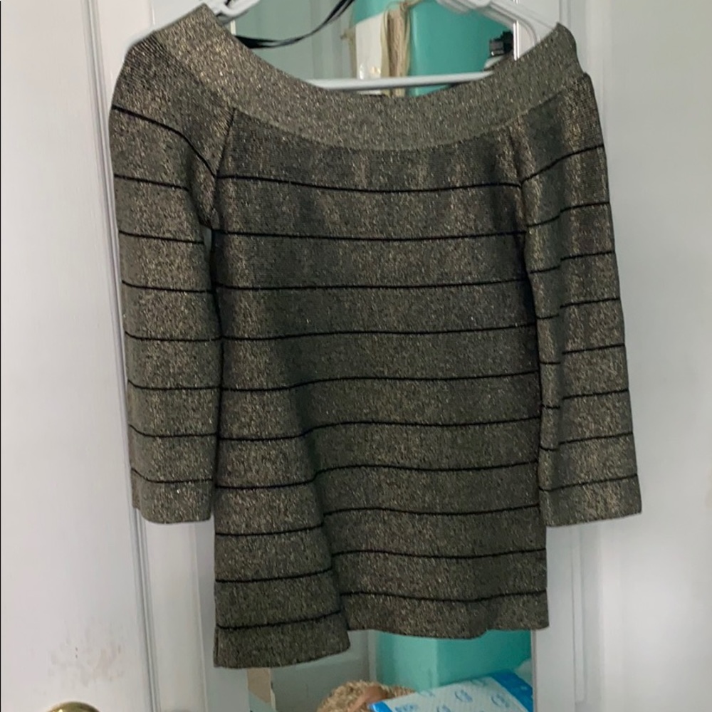 Sparkly body con off the shoulder shirt